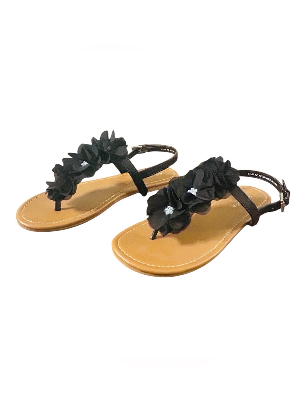 Arizona Jean Co. Women's Ankle Strap Flat Thong Floral Sandal Size 6.5